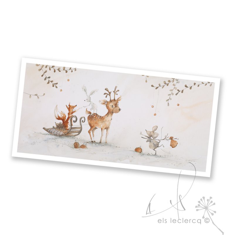Wenskaart KERST – Slee