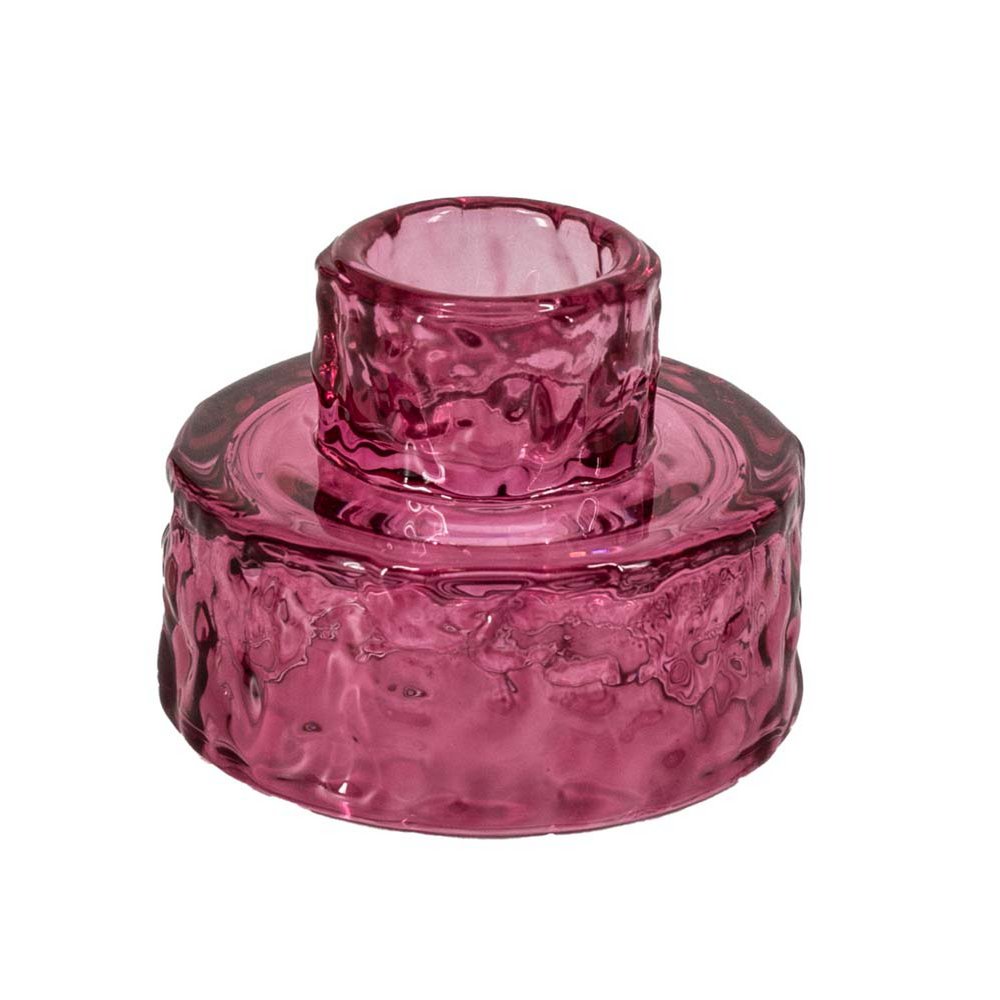 Pink glass tea and candle stand