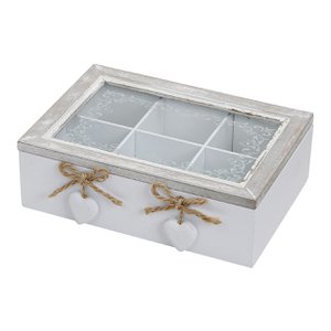 Storage box made of wood and glass, W22 x D18 x H7 cm