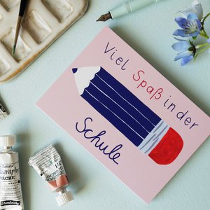 Postcard pen back to school pink