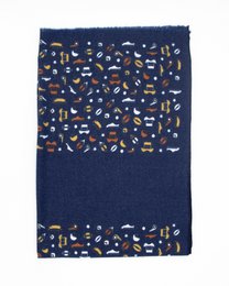 Écharpe en coton avec imprimé de rugby en bleu marine