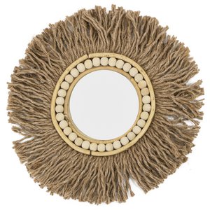 Mirror around burlap and beads
