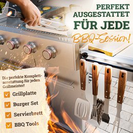 Premium grill cutlet set made of stainless steel with acacia wood handle