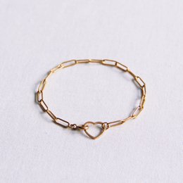 D-kæde armbånd med åben hjerte lås-guld