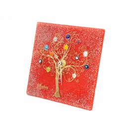 Square wall watch in Murano glass, favor gift idea, golden gold decoration