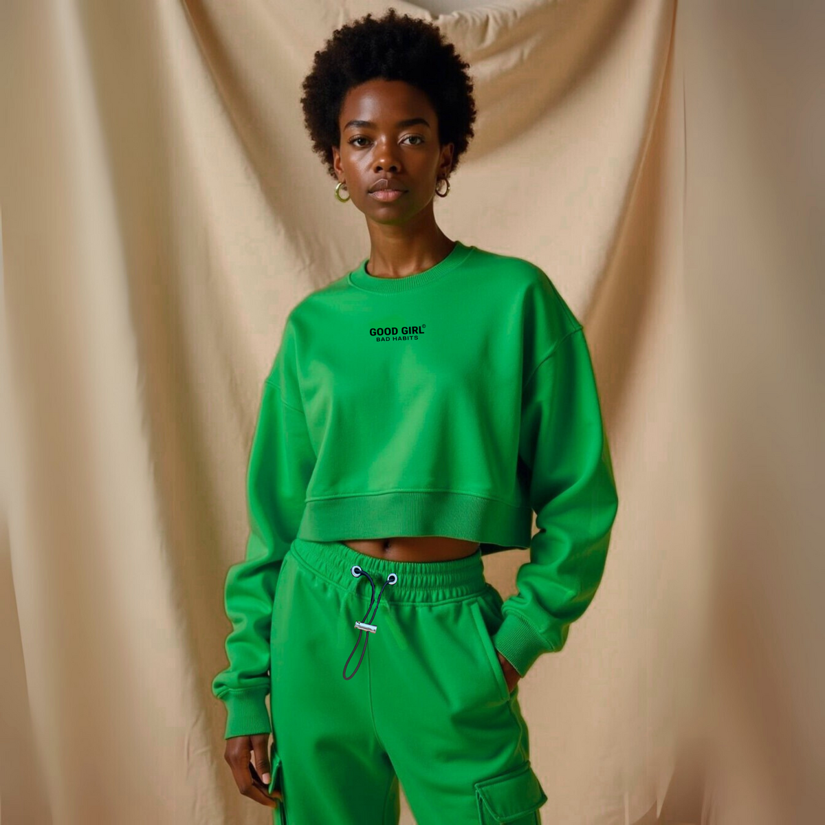Crew Neck Sweat "GOOD ENOUGH FOR" - Grau Melange