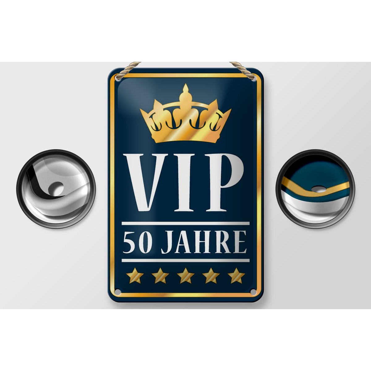 Tin sign saying 12x18cm VIP 50 years (blue/white) decoration
