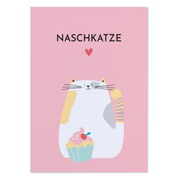 Postkarte mit Spruch „Naschkatze“ Karte mit Katze