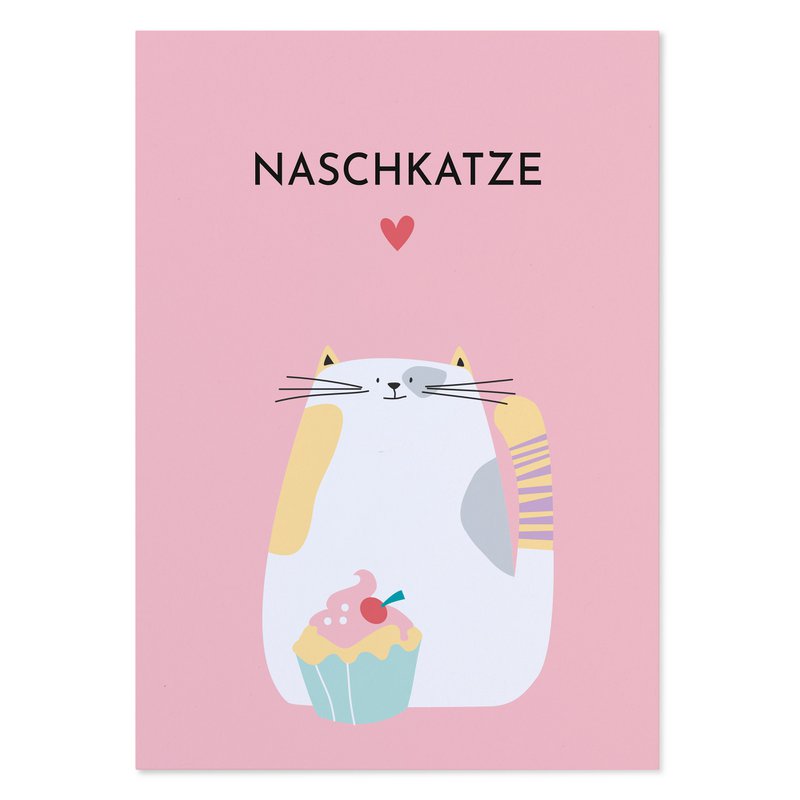 Postkarte mit Spruch „Naschkatze“ Karte mit Katze