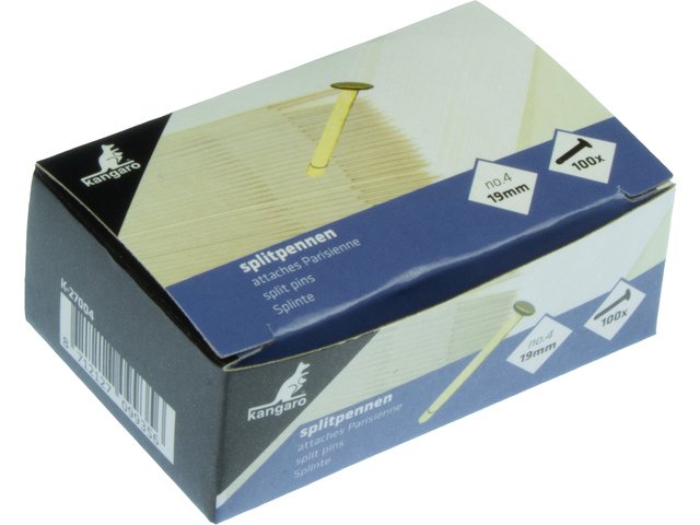 Pasador Kangaro no.4 / 19mm plateado, caja de 100 piezas
