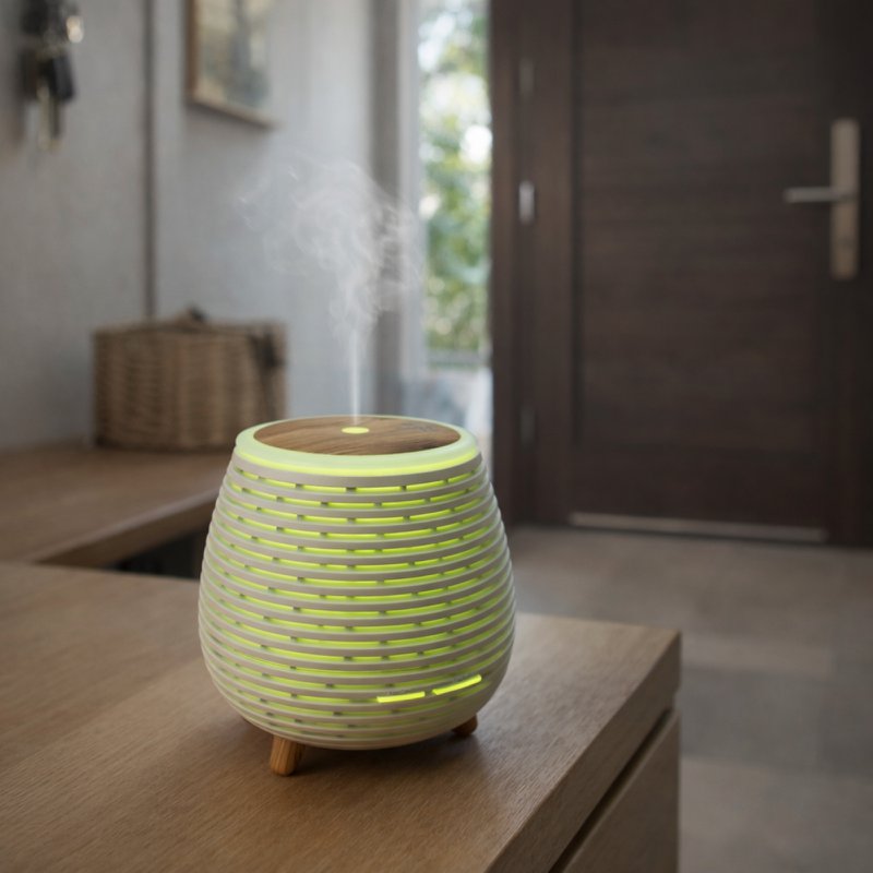 USB Ultrasonic Diffuser – Lina – Flerfarvet LED-belysning – Moderne og diskret – Dekorationsgave-idé