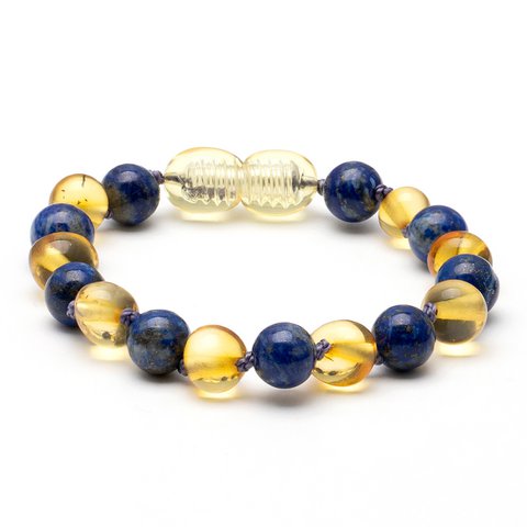 Baltischen Bernstein und Lapis Lazuli Armband 7
