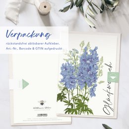Folding card 'Congratulations' blue flowers, including envelope