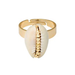  Gold plated stainless steel ring with shell detail