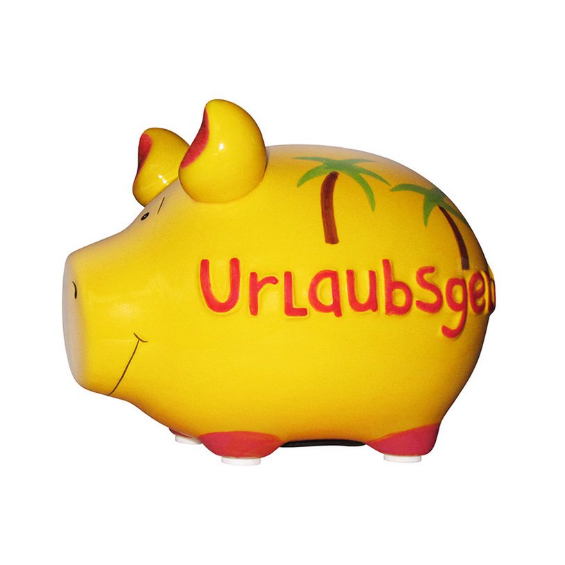 Sparschwein Company Sparschwein "Urlaubsgeld" aus Keramik, Gelb/Rot (B/H/T) 12,5x9x9cm Kleinschwein