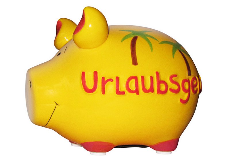 Sparschwein Company Sparschwein "Urlaubsgeld" aus Keramik, Gelb/Rot (B/H/T) 12,5x9x9cm Kleinschwein