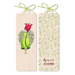 Marcapáginas de madera ángel y flor