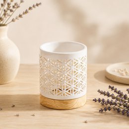 Kominek do perfum z serii Céramy – Kwiat – Lakierowany ceramiczny świecznik – Dyfuzja zapachowych wosków, olejków eterycznych – Dekoracyjny pomysł na prezent