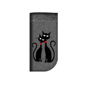 Black Cats Glasses Case In Grey Felt Bertoni
