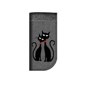 Black Cats Glasses Case In Grey Felt Bertoni