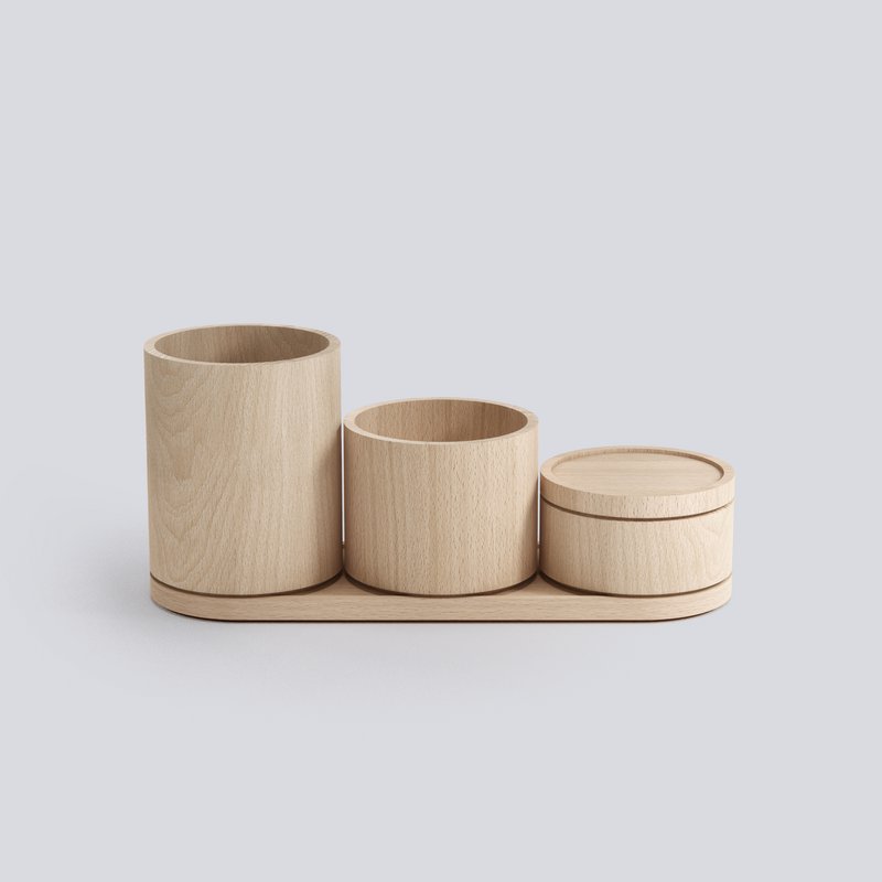 Ensemble d'organisateur de bureau en bois Stack