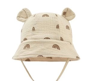 Hydrofiele zonnehoed voor baby - Beige met Regenboog