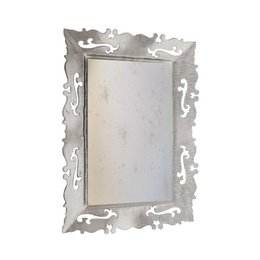 Rectangular wall mirror fusion glass silver ornate baroque platino decorative frame elegant