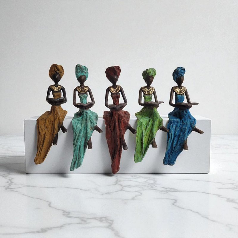 Bronze-Skulptur "Petite femme assise" by Hamed Nikiema | 16 cm | Unikate