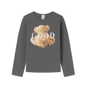 Graues Jungen-T-Shirt mit Bär und Text