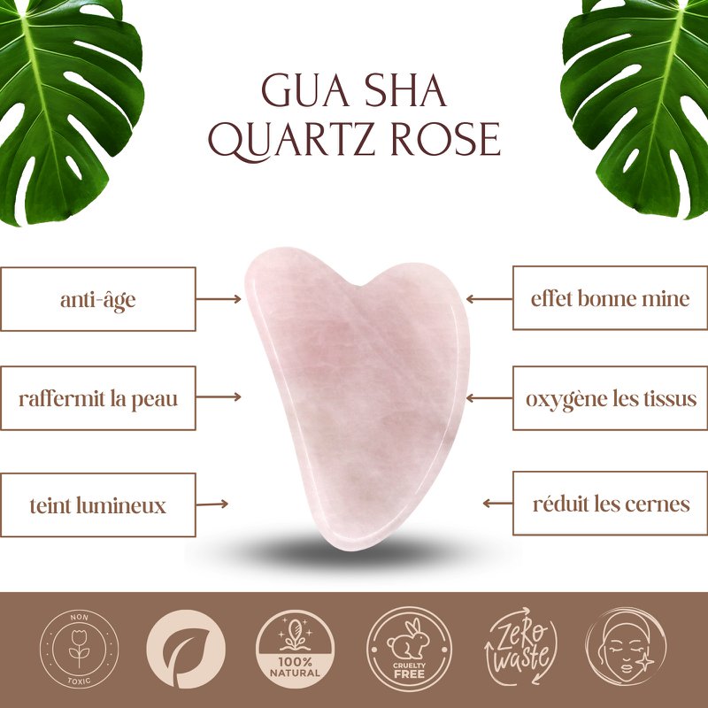 ThermoConfort Eye Mask og Rose Quartz Gua Sha Kit – Termoterapi – Essential Beauty Accessories – Natural Stone – Lifting Tool