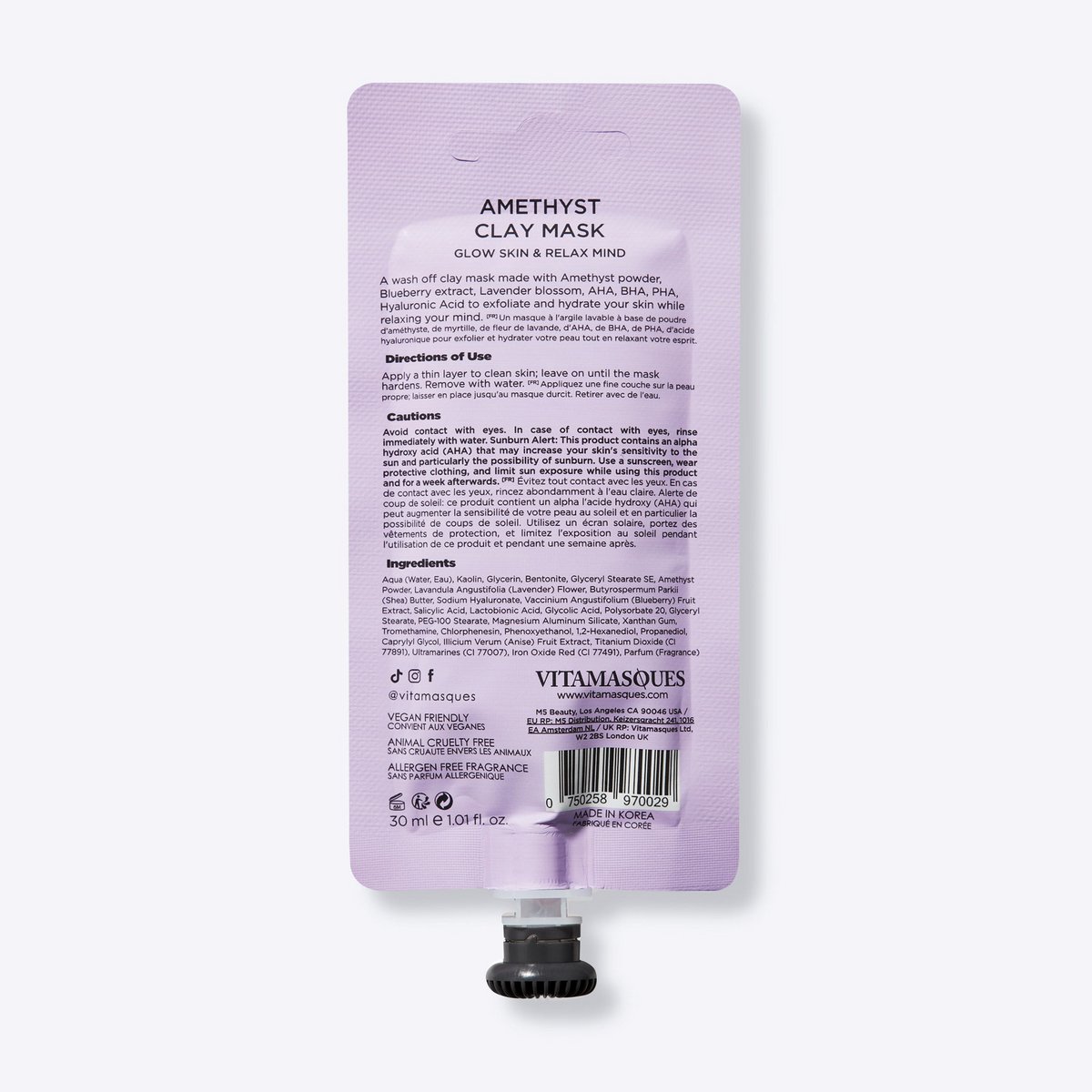 Masque de boue d'argile d'améthyste