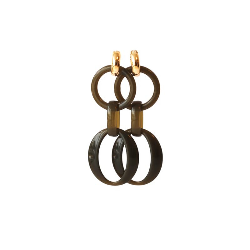 Oorbellen leger groen met creooltje 24K goldplated