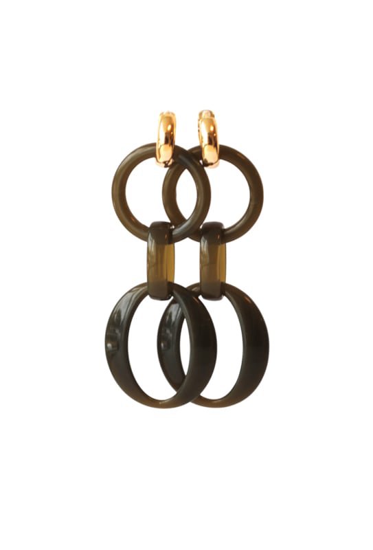 Oorbellen leger groen met creooltje 24K goldplated