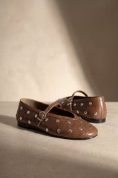 ALLI STUDS MOSGROEN – Glanzend leren Mary Janes met studs