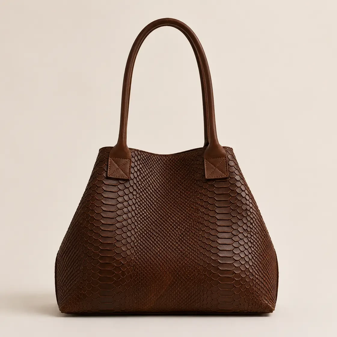 LOLA – Italian python-embossed leather bag – Brown