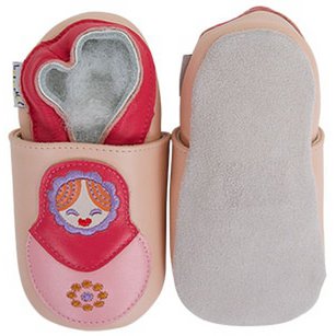 Kapcie dziecięce Matryoshka z miękkiej skóry