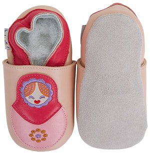 Kapcie dziecięce Matryoshka z miękkiej skóry