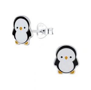 Sterling silver penguin stud earrings