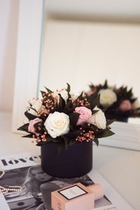 Preserved Flowers Round Box Frida Pink Ø16 H14.5 cm
