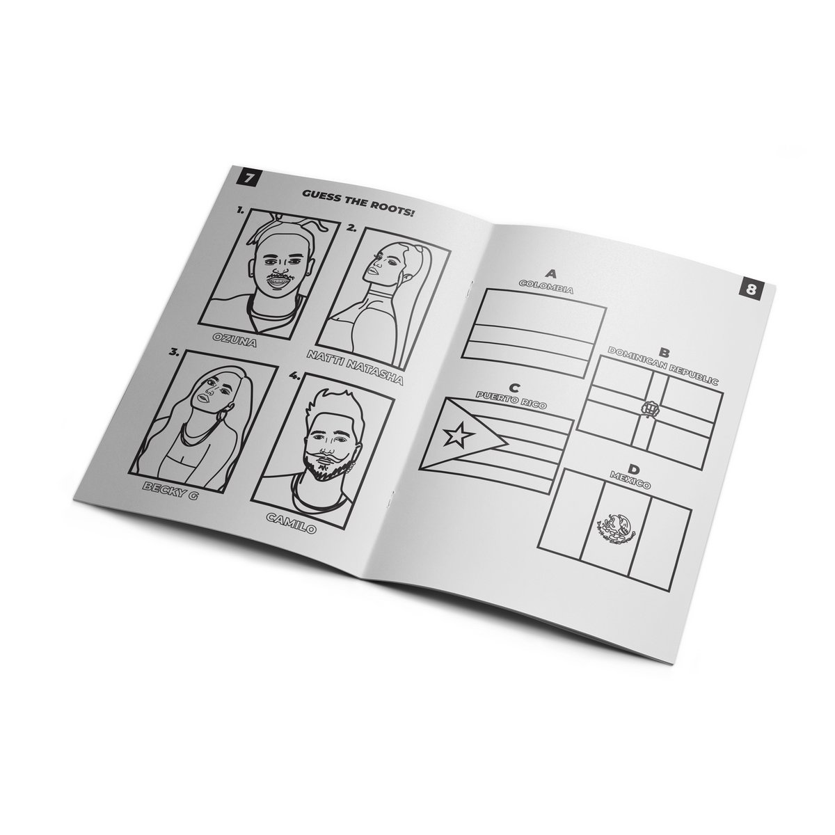 Libro de actividades para colorear de artistas latinos