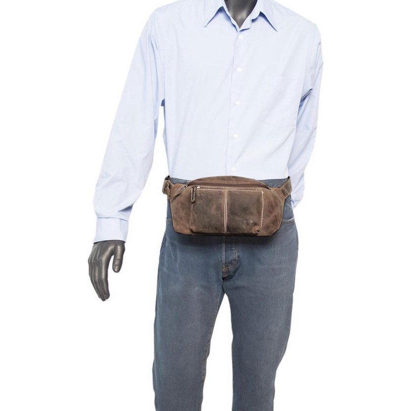 Hofte taske damer eller hofte taske mænd cognac farverig læder fanny pack