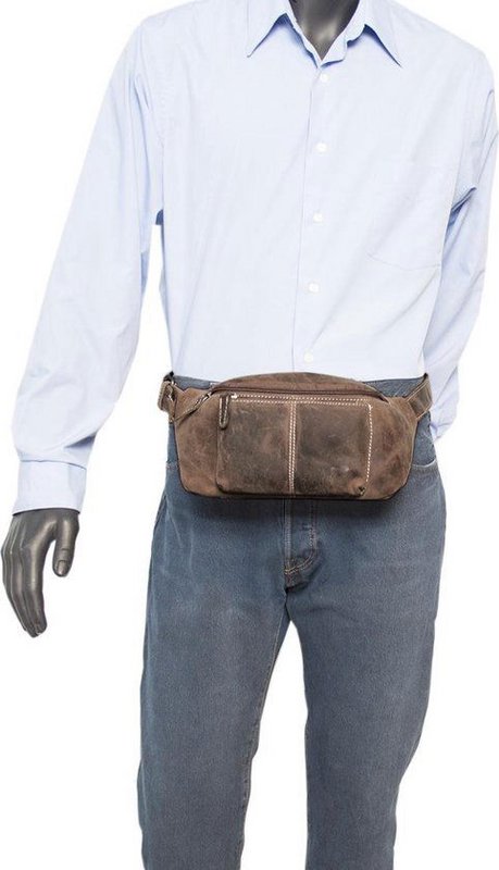 Hofte taske damer eller hofte taske mænd cognac farverig læder fanny pack