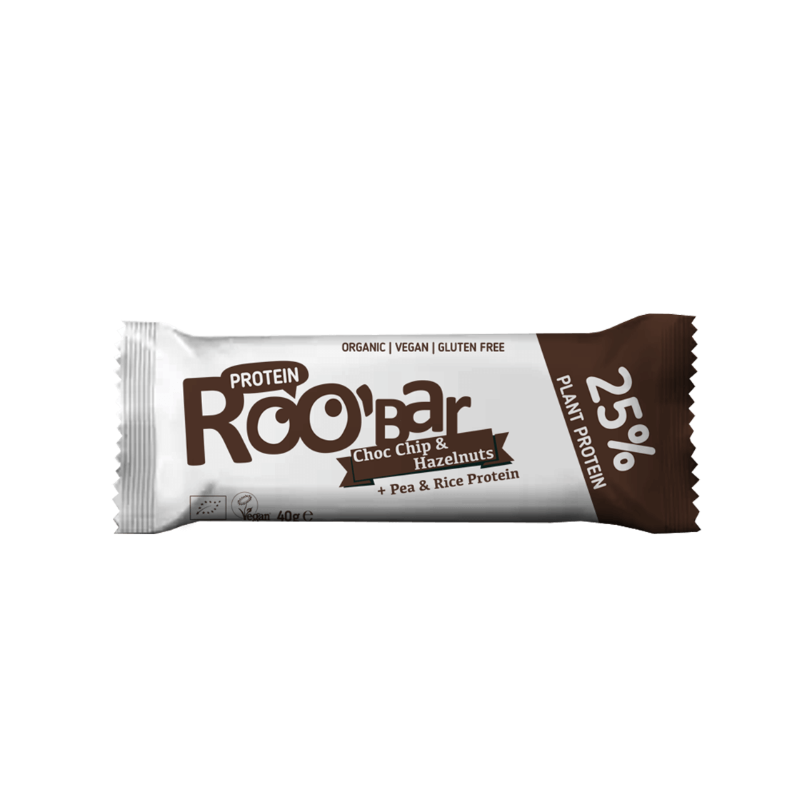 Protein Choc Chip & Hazelnuts Bar, organic, Roobar, 40g