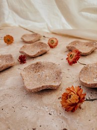  "Heart-shaped organic dish, beige textured ceramic, natural earthy tones, decorative tray"