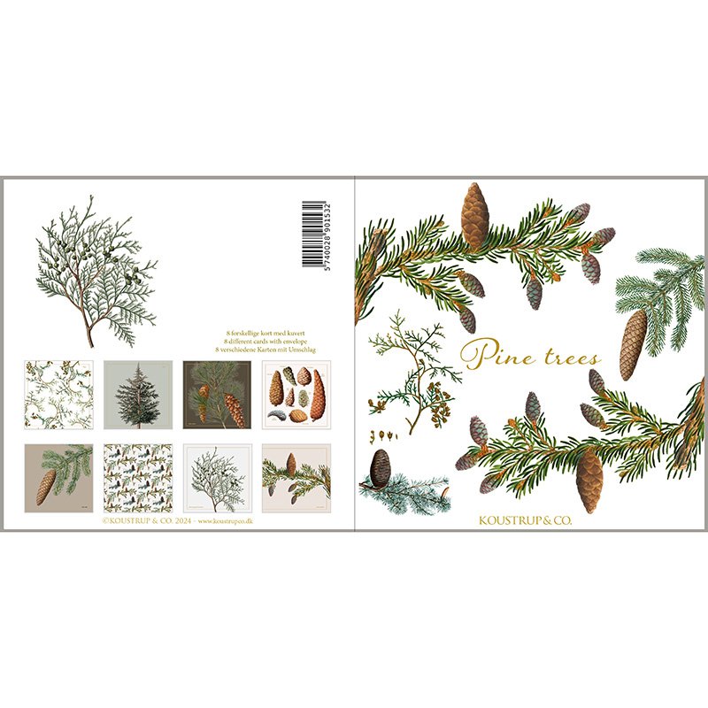 Pine trees - Square cardfolder w/ 8 cards and envelopes
