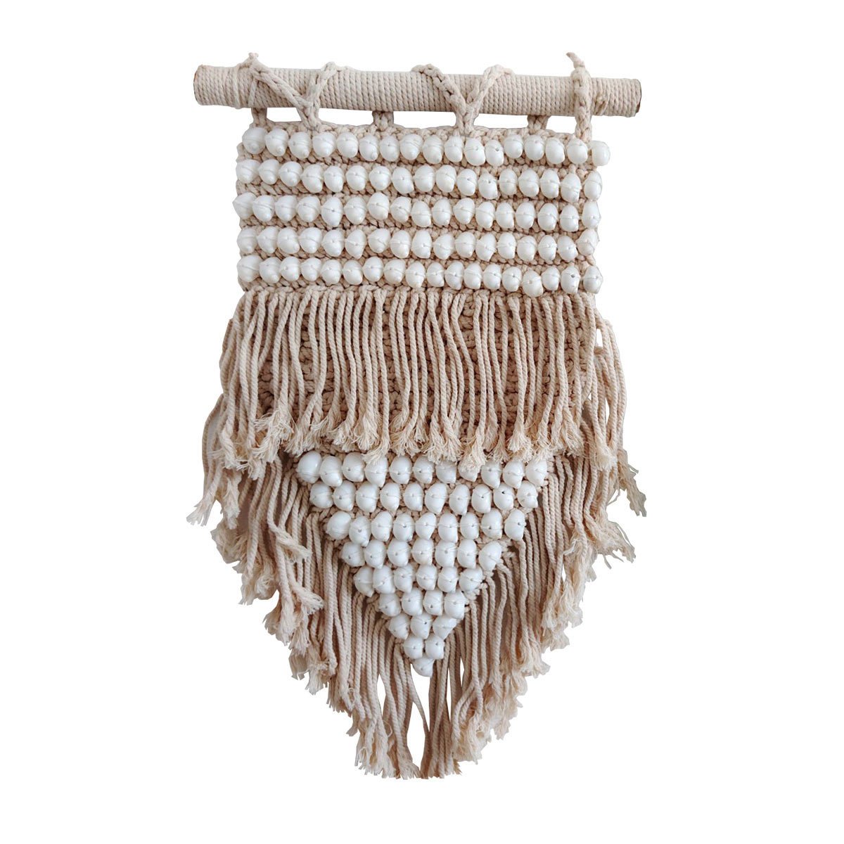 Macrame en schelpen boho wanddecoratie