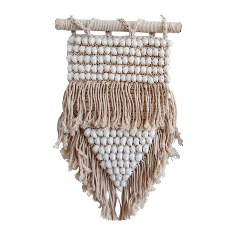 Macrame en schelpen boho wanddecoratie