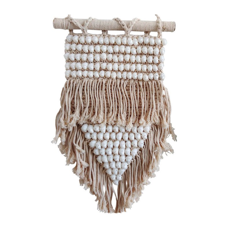Macrame en schelpen boho wanddecoratie
