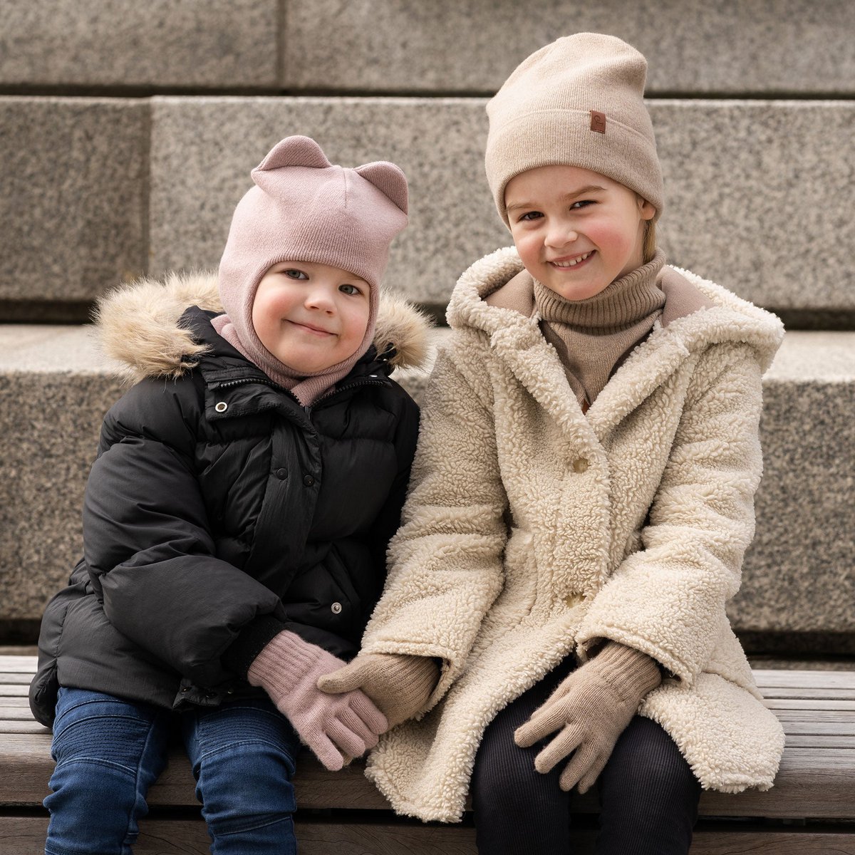 Kids' Knit Balaclava & Gloves Cotton 2-Piece