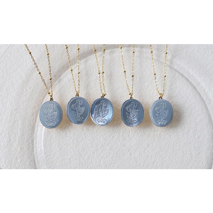 Botanical Mother of Pearl Medallion Necklace